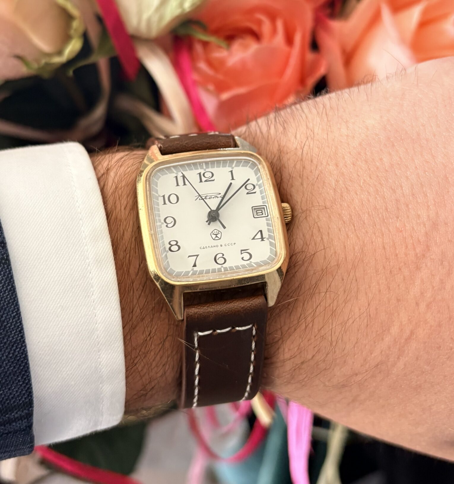 Raketa kostka zegarek vintage kwadratowa koperta