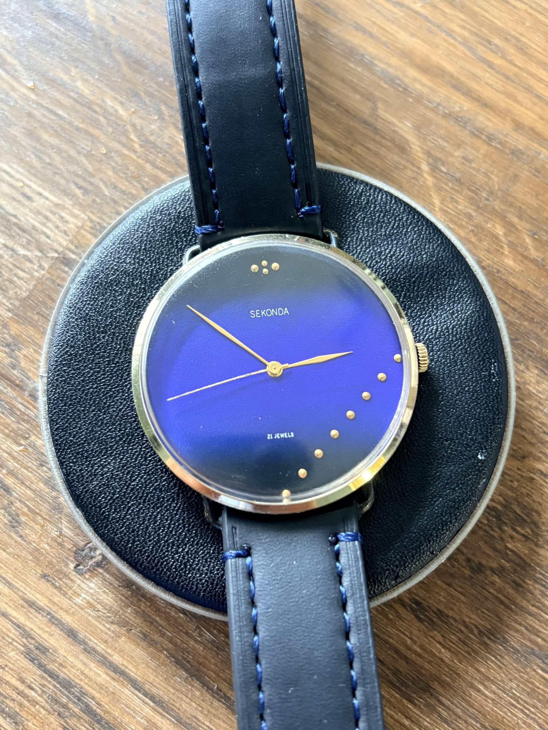 sekonda 21j zegarek vintage niebieska tarcza