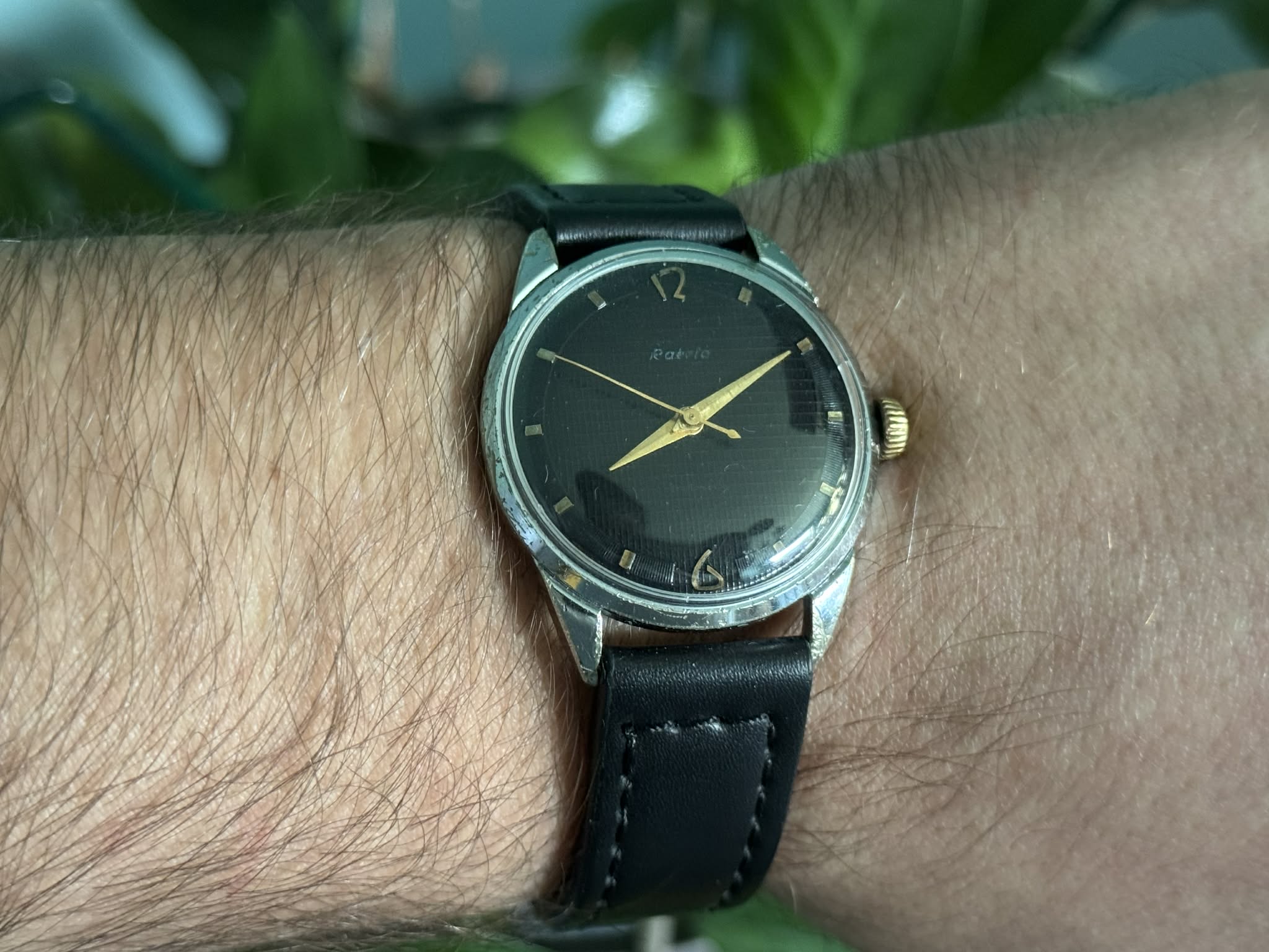 Raketa czarna krata zegarek vintage z ZSRR