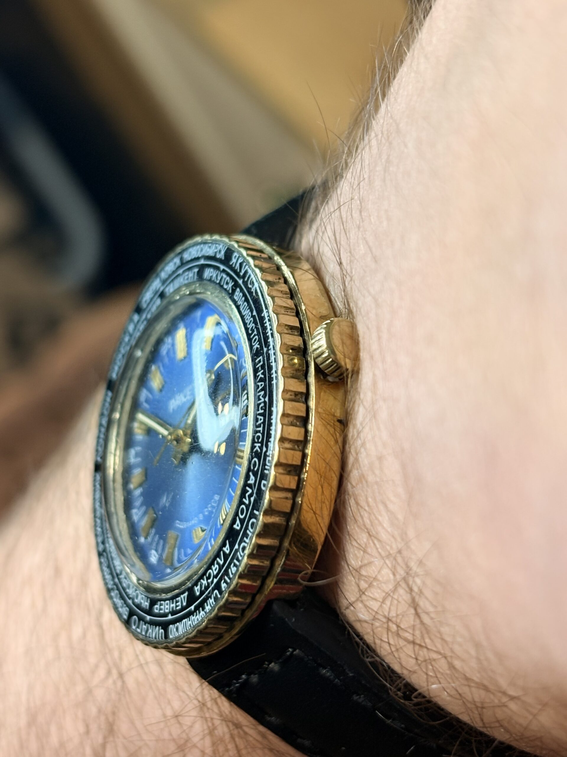 Zegarek Vintage Raketa World Time 2628.H Goroda Ice Blue ZSRR - obrazek 4