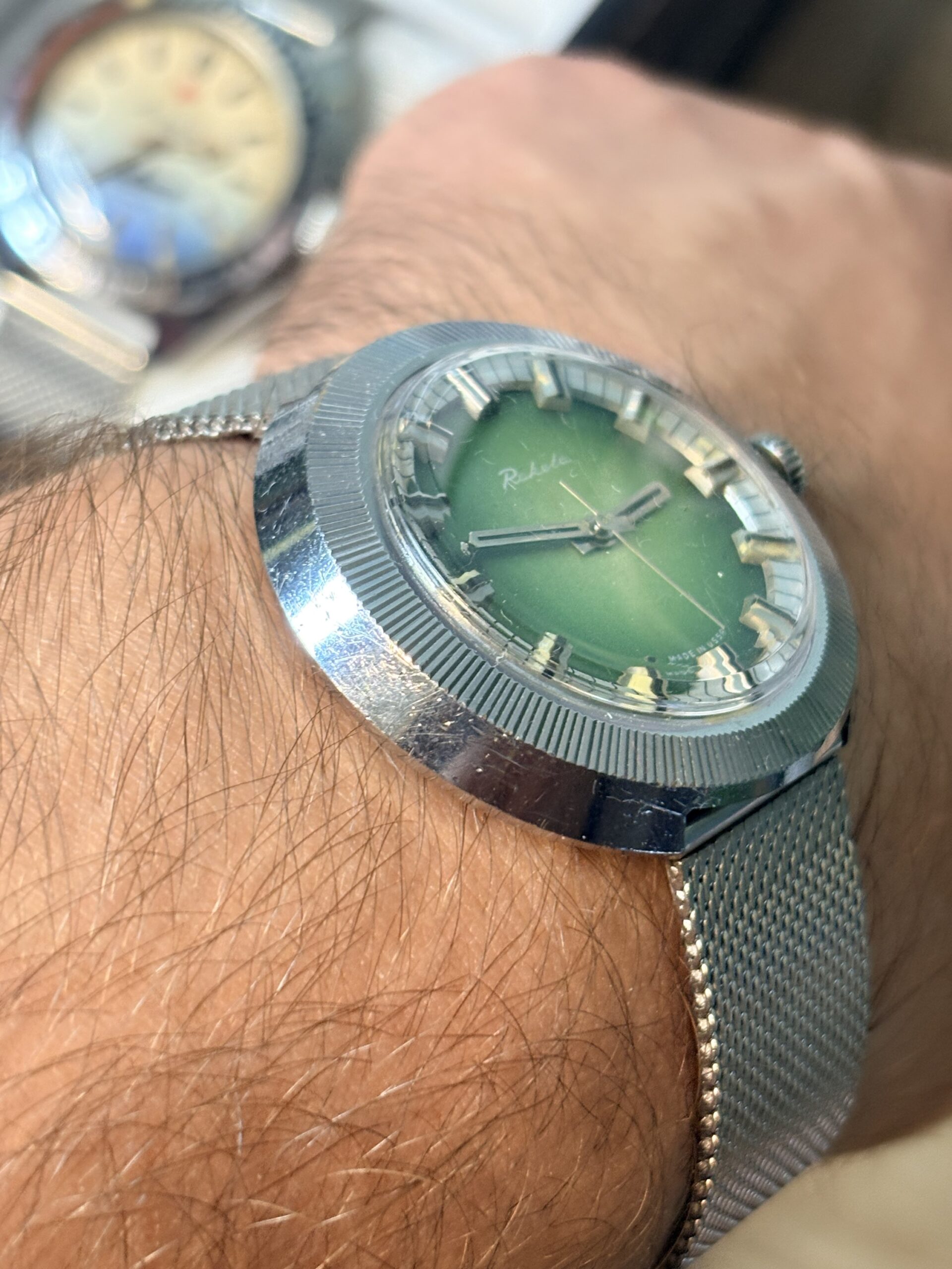 Zegarek Vintage Raketa UFO Zielona – Raketa 2609.HA USSR Sunburst - obrazek 5